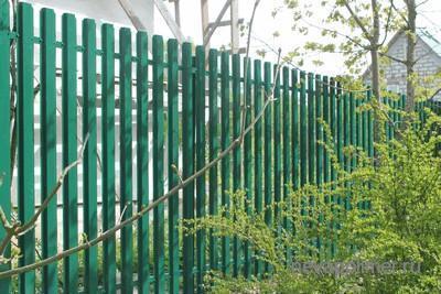 Забор из металлического штакетника в д. Малое Карлино